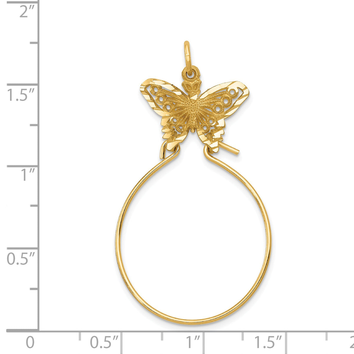 Alternate view of the 14k Yellow Gold Butterfly Charm Holder Pendant, 20mm (3/4 inch) by The Black Bow Jewelry Co.