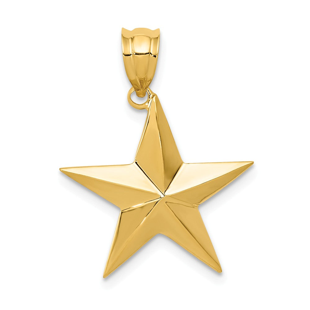 14k Yellow Gold Polished Nautical Star Pendant, 20mm (3/4 inch), Item P26647 by The Black Bow Jewelry Co.