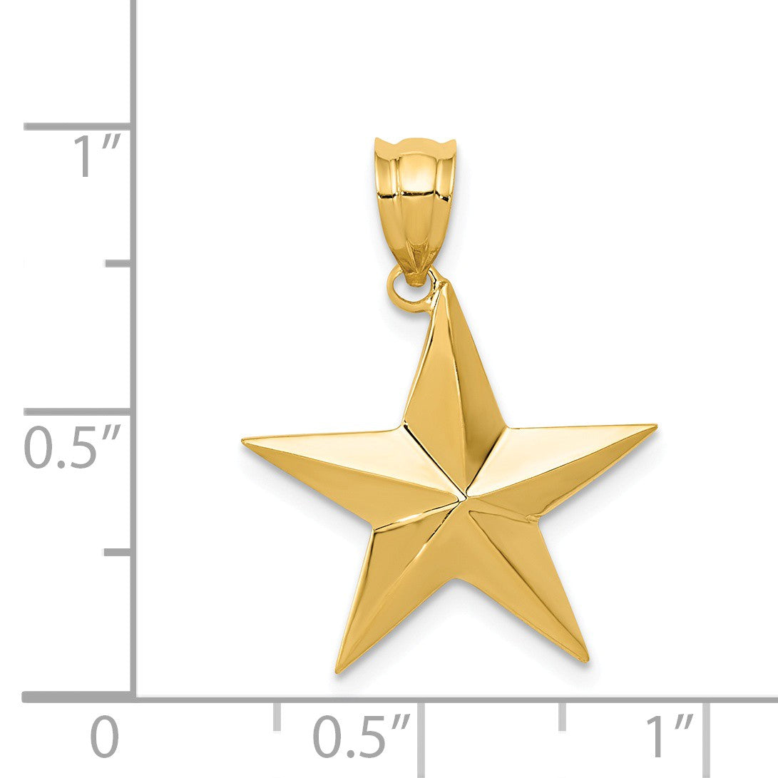 Alternate view of the 14k Yellow Gold Polished Nautical Star Pendant, 20mm (3/4 inch) by The Black Bow Jewelry Co.