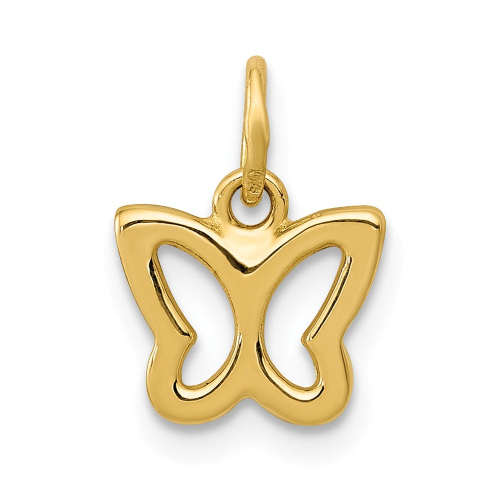 14k Yellow Gold Tiny Butterfly Charm or Pendant, 9mm (3/8 inch), Item P26687 by The Black Bow Jewelry Co.