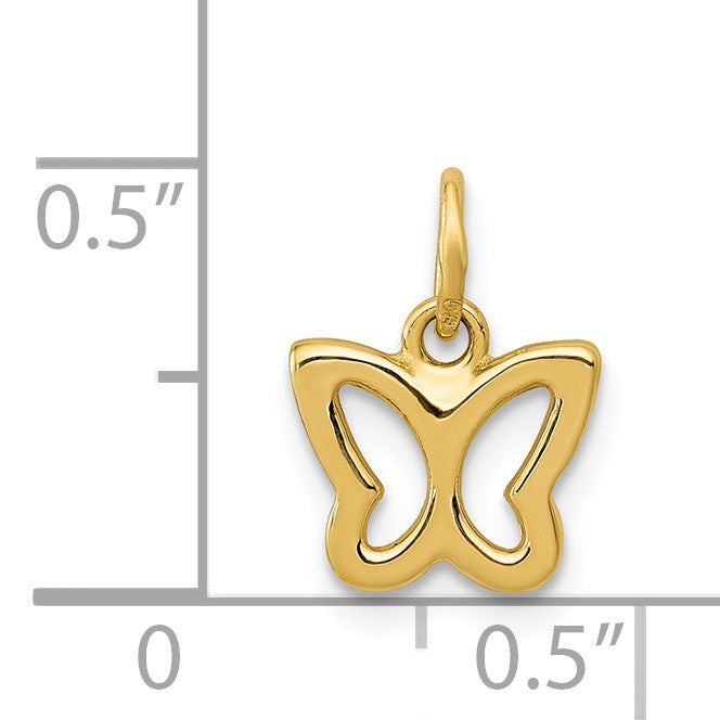 Alternate view of the 14k Yellow Gold Tiny Butterfly Charm or Pendant, 9mm (3/8 inch) by The Black Bow Jewelry Co.