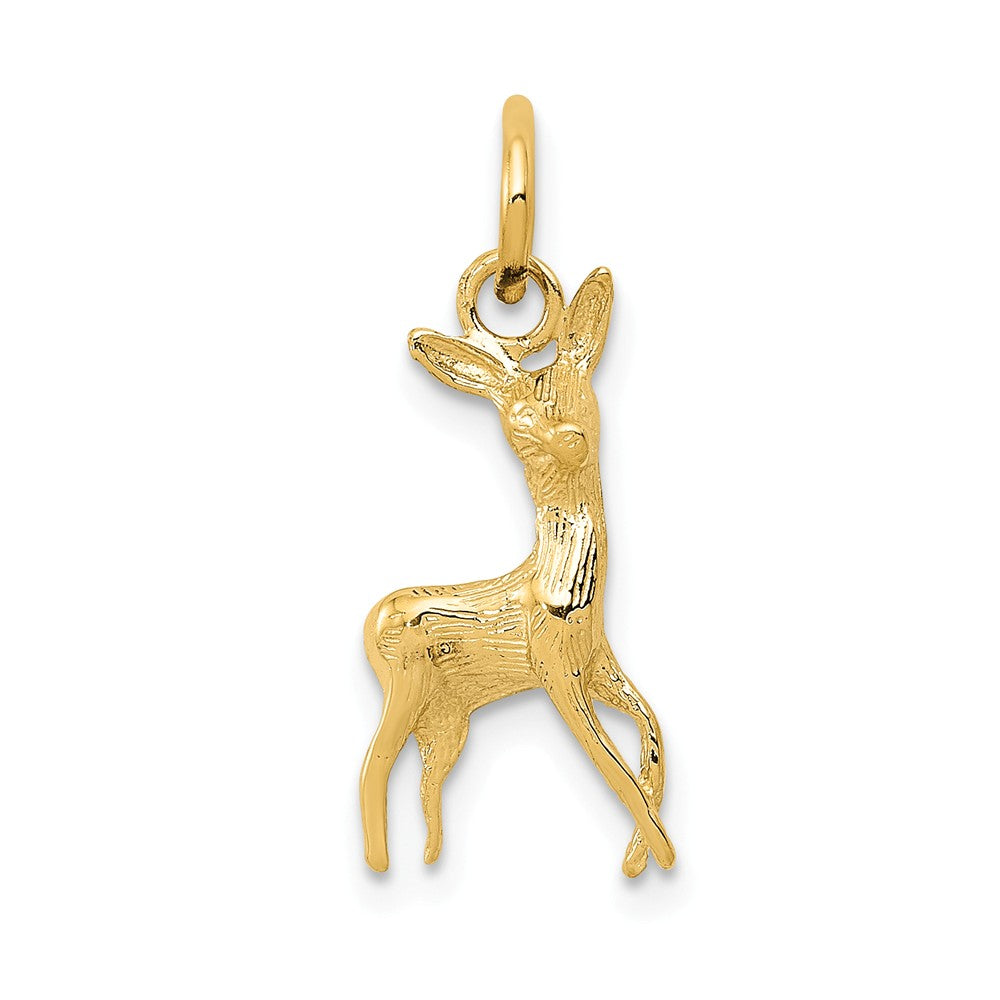 14k Yellow Gold Tiny Deer Charm or Pendant, 8mm (5/16 inch), Item P26707 by The Black Bow Jewelry Co.
