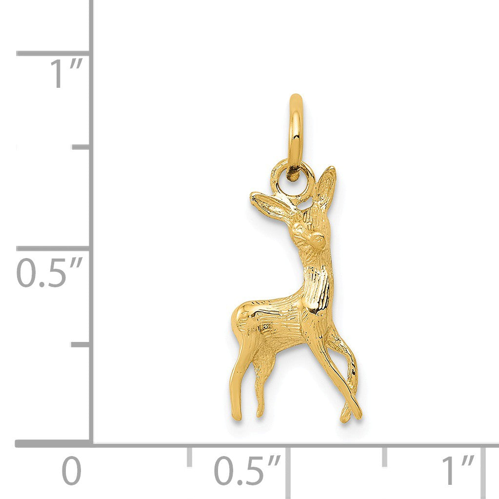 Alternate view of the 14k Yellow Gold Tiny Deer Charm or Pendant, 8mm (5/16 inch) by The Black Bow Jewelry Co.