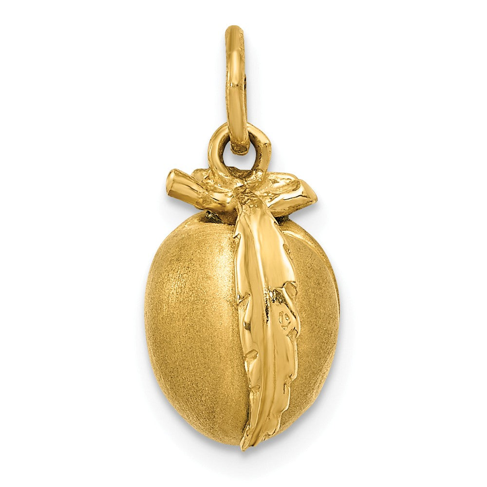 14k Yellow Gold 3D Peach Charm or Pendant, 10mm (3/8 inch), Item P26719 by The Black Bow Jewelry Co.