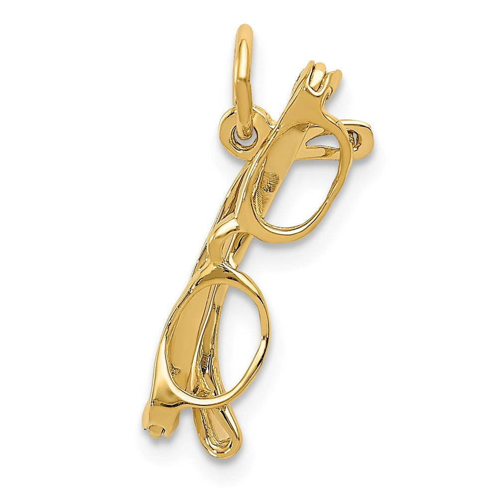 14k Yellow Gold 3D Glasses Charm or Pendant, 6 x 20mm (1/4 x 3/4 inch), Item P26727 by The Black Bow Jewelry Co.