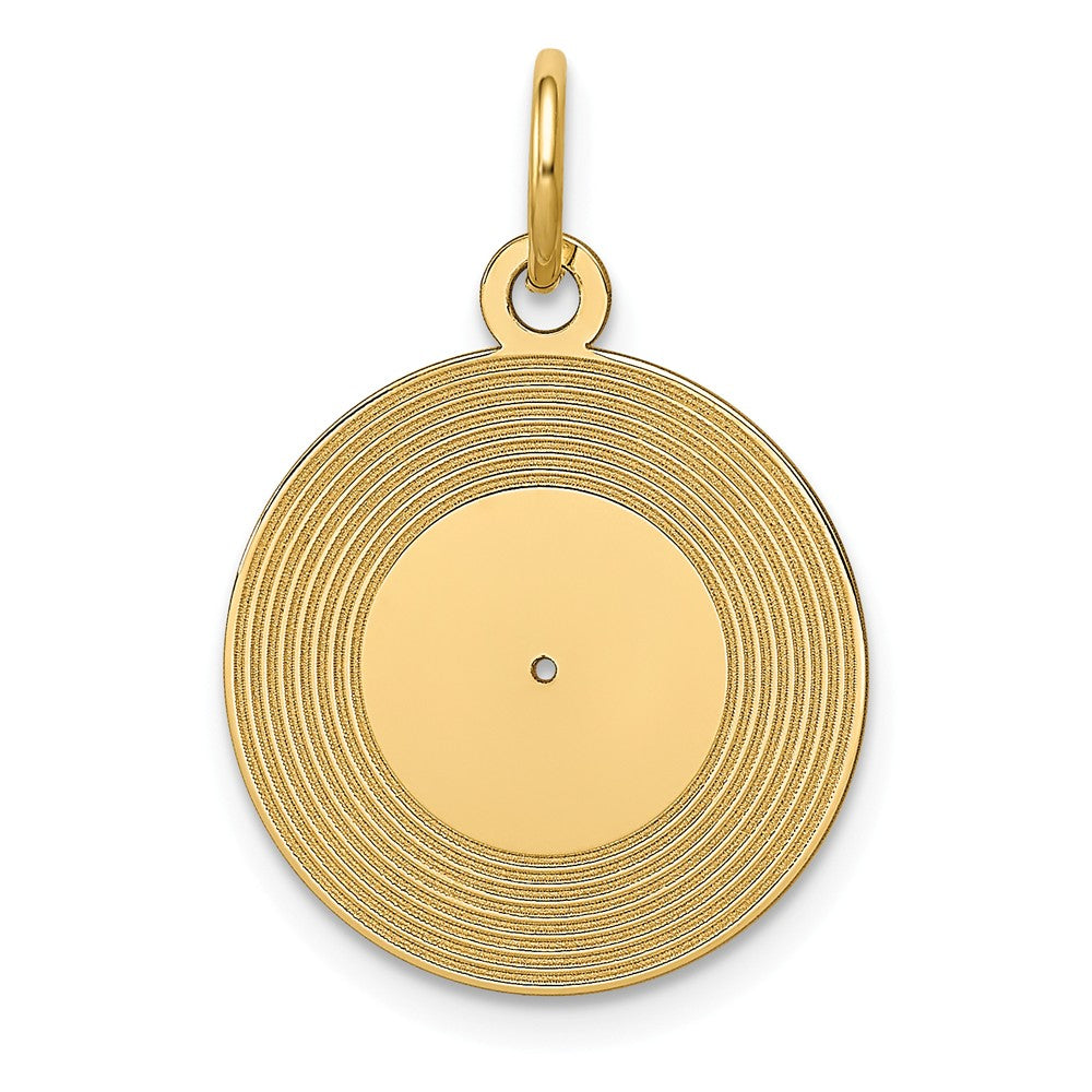 14k Yellow Gold Record Album Charm or Pendant, 16mm (5/8 inch), Item P26736 by The Black Bow Jewelry Co.