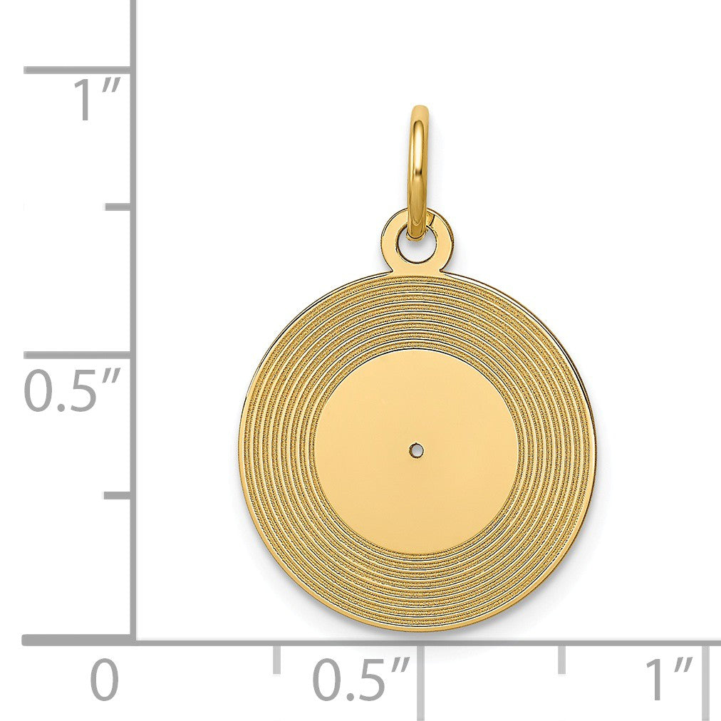 Alternate view of the 14k Yellow Gold Record Album Charm or Pendant, 16mm (5/8 inch) by The Black Bow Jewelry Co.