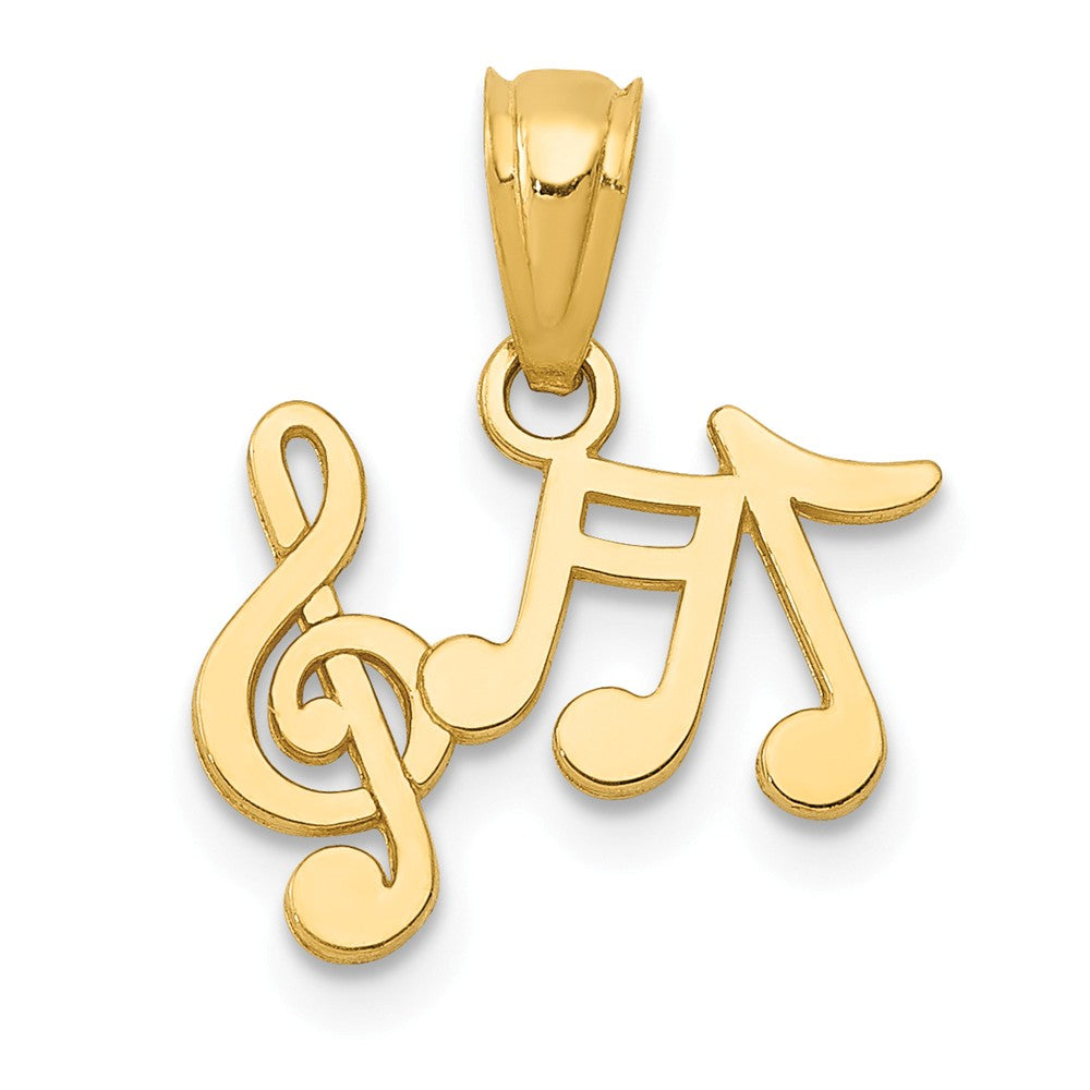 14k Yellow Gold Small Musical Notes Pendant, 14mm (9/16 inch), Item P26751 by The Black Bow Jewelry Co.