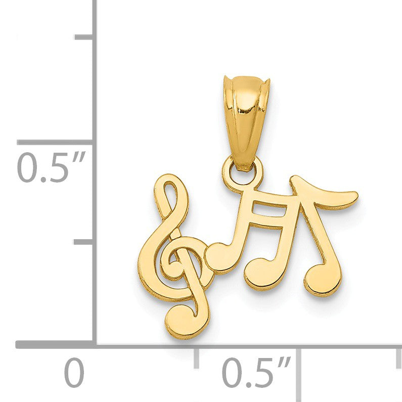 Alternate view of the 14k Yellow Gold Small Musical Notes Pendant, 14mm (9/16 inch) by The Black Bow Jewelry Co.