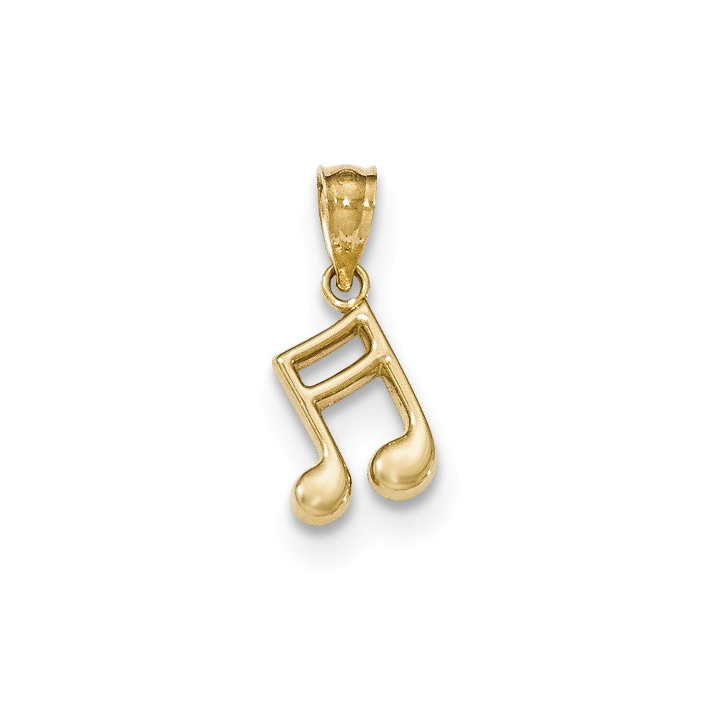 14k Yellow Gold Small 2D Double Note Pendant, 8mm (5/16 inch), Item P26755 by The Black Bow Jewelry Co.