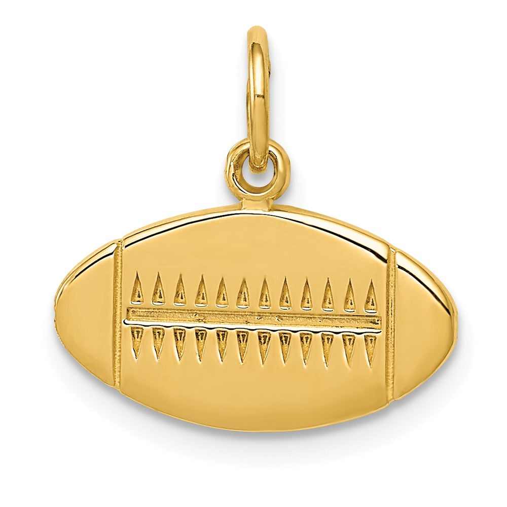 14k Yellow Gold Flat Football Charm or Pendant, 16mm (5/8 inch), Item P26776 by The Black Bow Jewelry Co.