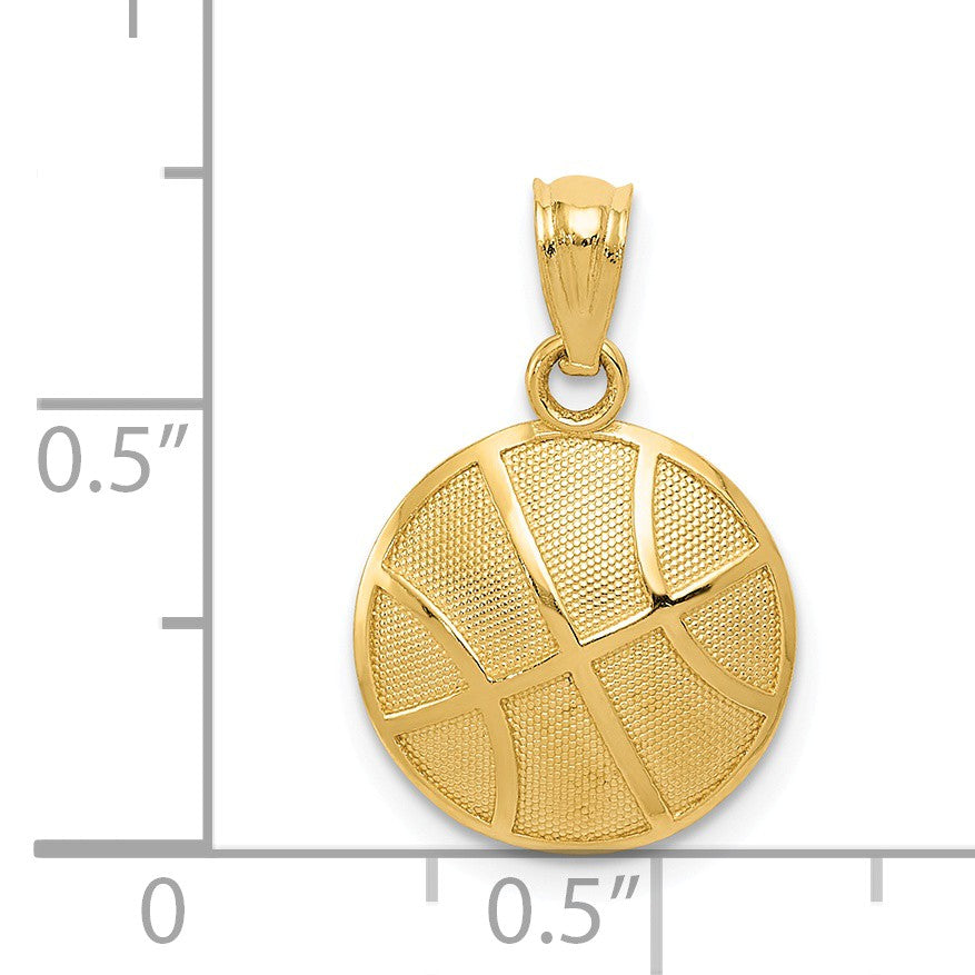 Alternate view of the 14k Yellow Gold 2D Textured Basketball Pendant, 13mm (1/2 inch) by The Black Bow Jewelry Co.