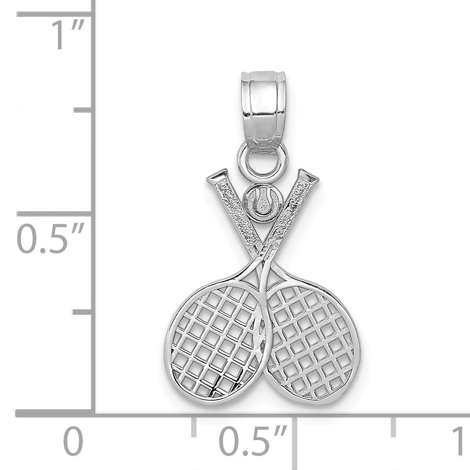 Alternate view of the 14k White Gold Double Tennis Racquet Pendant, 13mm (1/2 inch) by The Black Bow Jewelry Co.