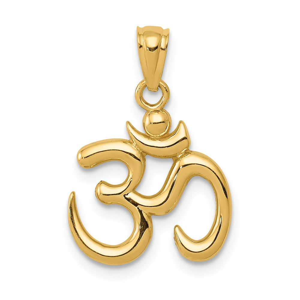 14k Yellow Gold 2D Om Symbol Pendant, 15mm (9/16 inch), Item P26790 by The Black Bow Jewelry Co.