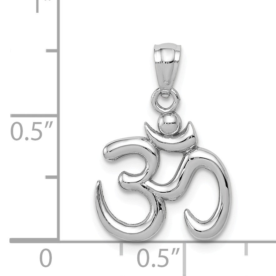 Alternate view of the 14k White Gold 2D Om Symbol Pendant, 15mm (9/16 inch) by The Black Bow Jewelry Co.