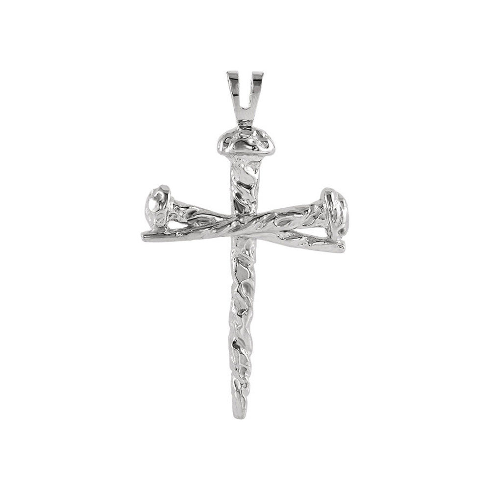 Men&#39;s 14k White Gold Polished Nail Cross Pendant, Item P26799 by The Black Bow Jewelry Co.