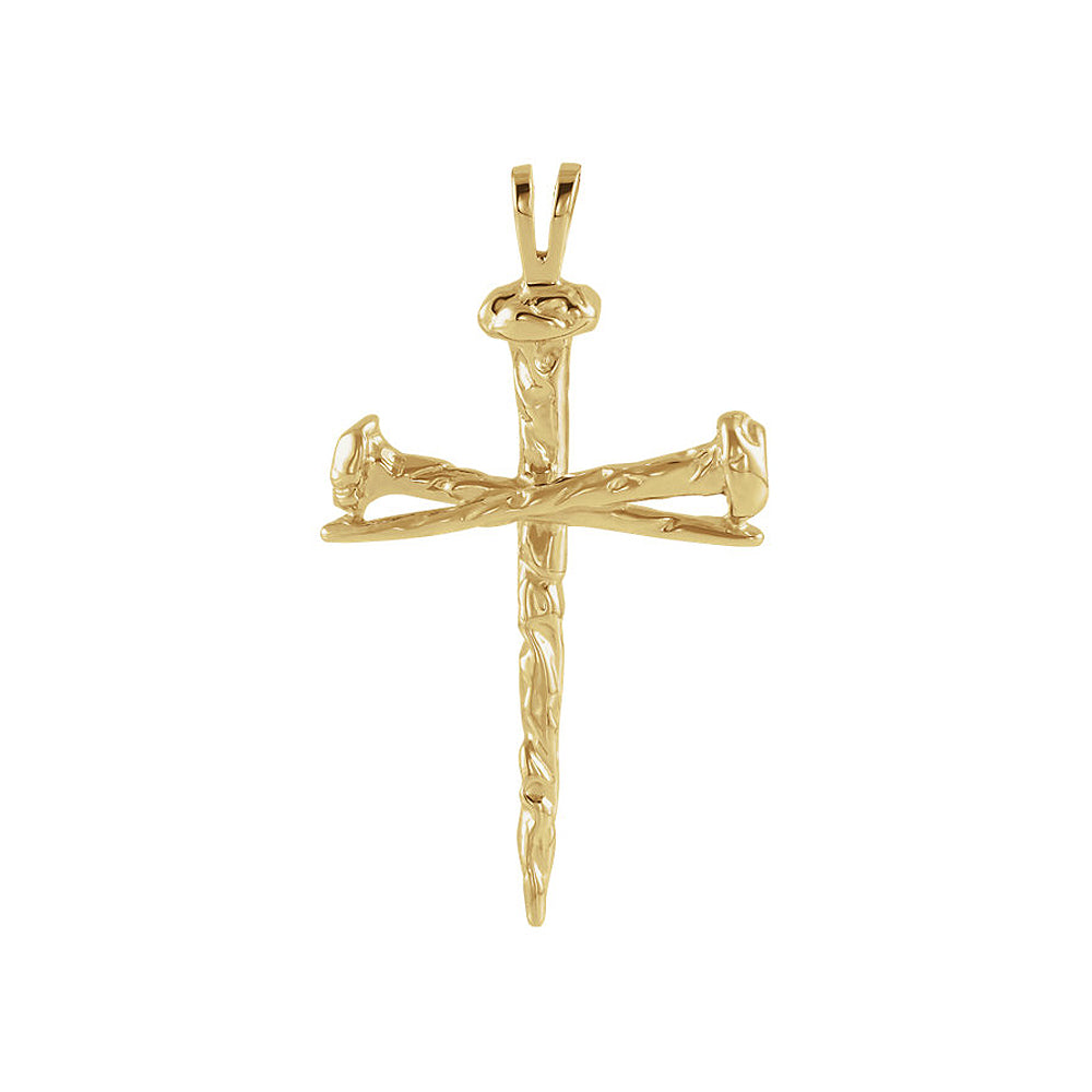 Men&#39;s 14k Yellow Gold Polished Nail Cross Pendant, Item P26800 by The Black Bow Jewelry Co.