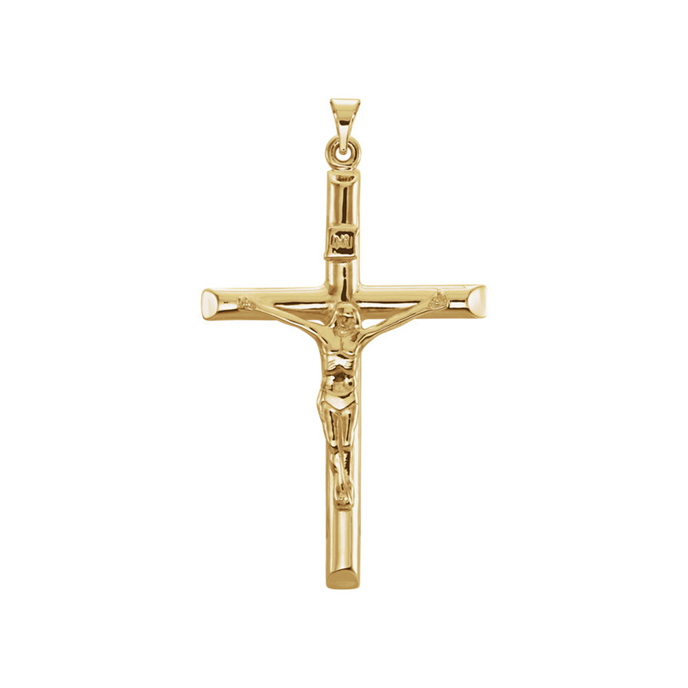14k Yellow Gold INRI Crucifix Pendant, 22 x 35mm, Item P26806-35 by The Black Bow Jewelry Co.