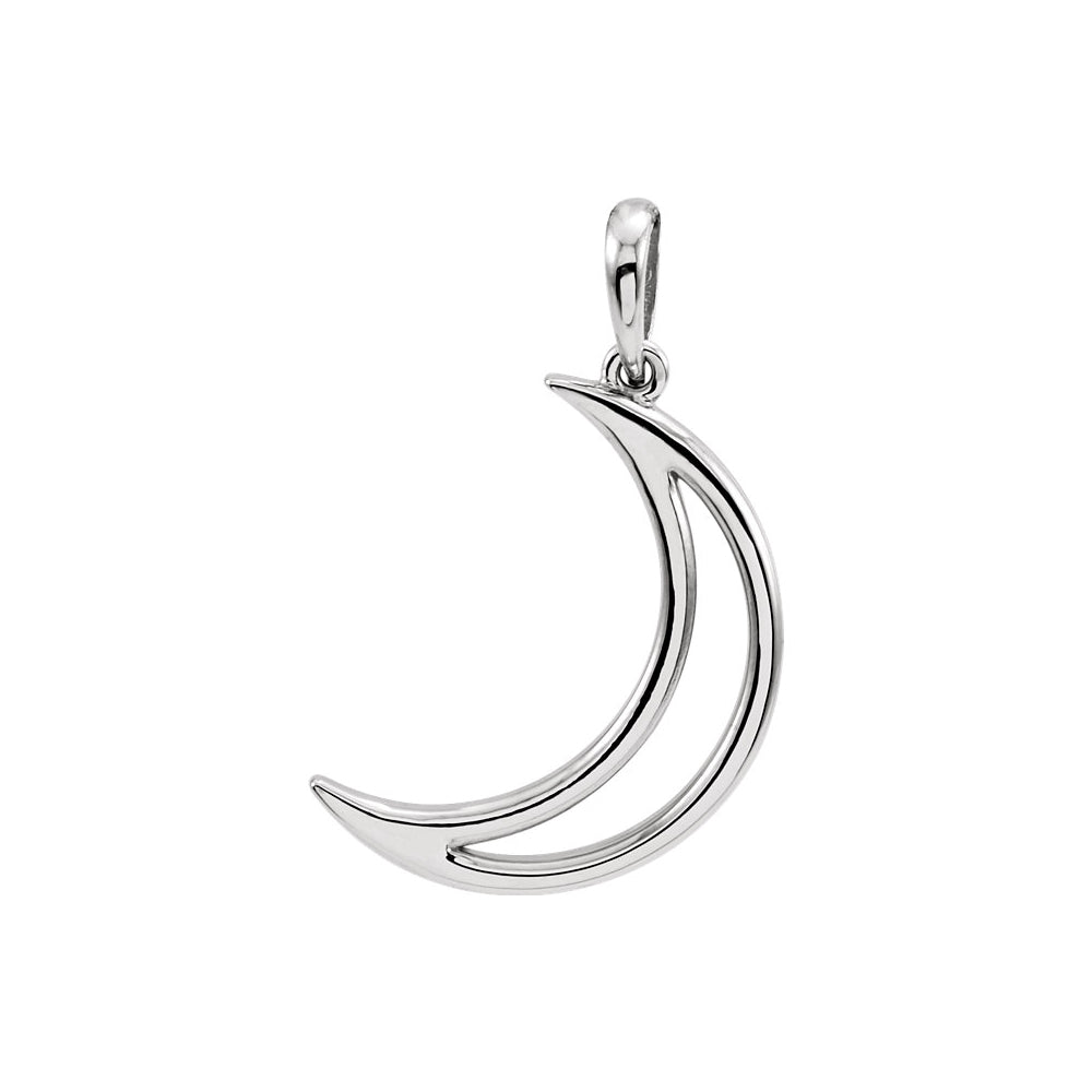 Alternate view of the 14k Yellow or White Gold Polished Crescent Moon Pendant, 12 x 25mm by The Black Bow Jewelry Co.