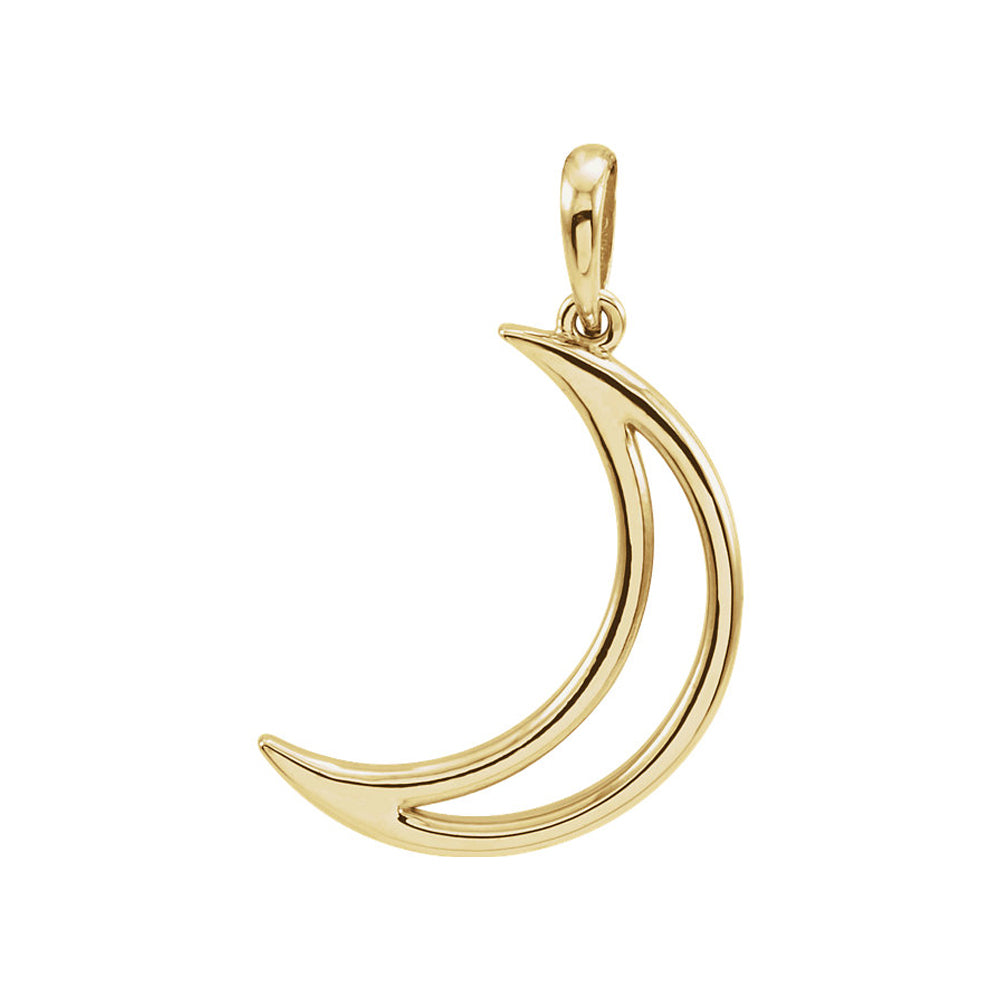 14k Yellow or White Gold Polished Crescent Moon Pendant, 12 x 25mm, Item P26808 by The Black Bow Jewelry Co.