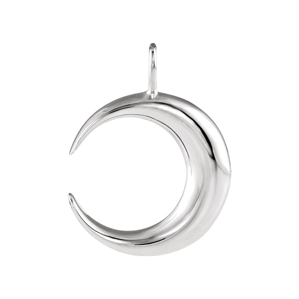 Alternate view of the 14k White or Yellow Gold Crescent Moon Pendant, 15 x 20mm by The Black Bow Jewelry Co.