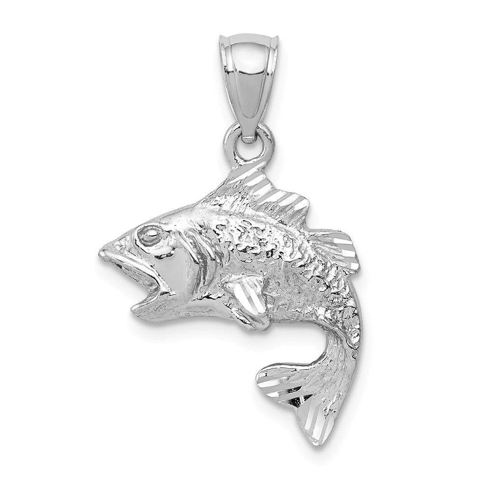 Alternate view of the 14k Yellow or White Gold Bass Pendant, 17mm (5/8 inch) by The Black Bow Jewelry Co.
