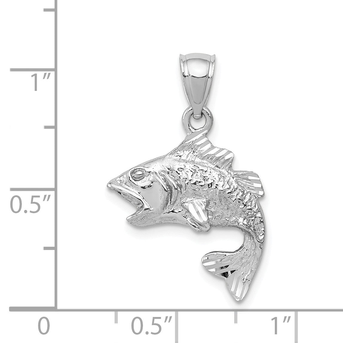 Alternate view of the 14k White Gold Bass Pendant, 17mm (5/8 inch) by The Black Bow Jewelry Co.