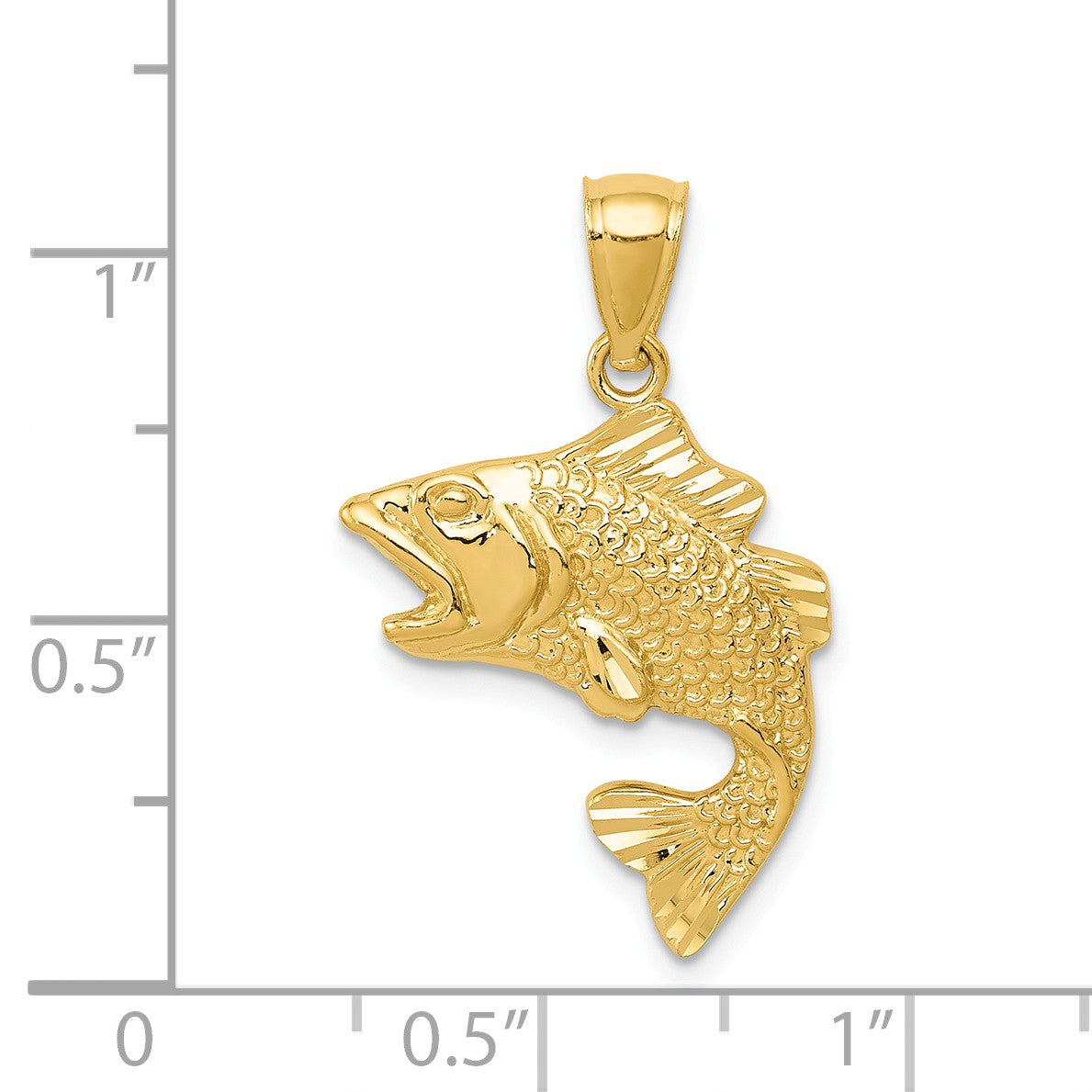 Alternate view of the 14k Yellow Gold Bass Pendant, 17mm (5/8 inch) by The Black Bow Jewelry Co.