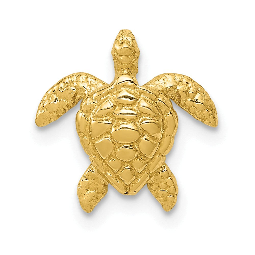 14k Yellow Gold Small Sea Turtle Slide Pendant, 13mm (1/2 Inch), Item P26813-13 by The Black Bow Jewelry Co.