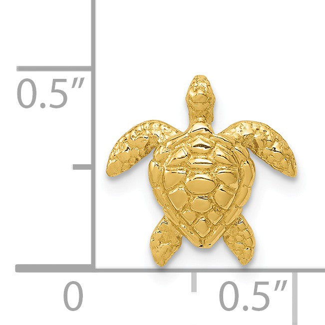 Alternate view of the 14k Yellow Gold Small Sea Turtle Slide Pendant, 13mm (1/2 Inch) by The Black Bow Jewelry Co.