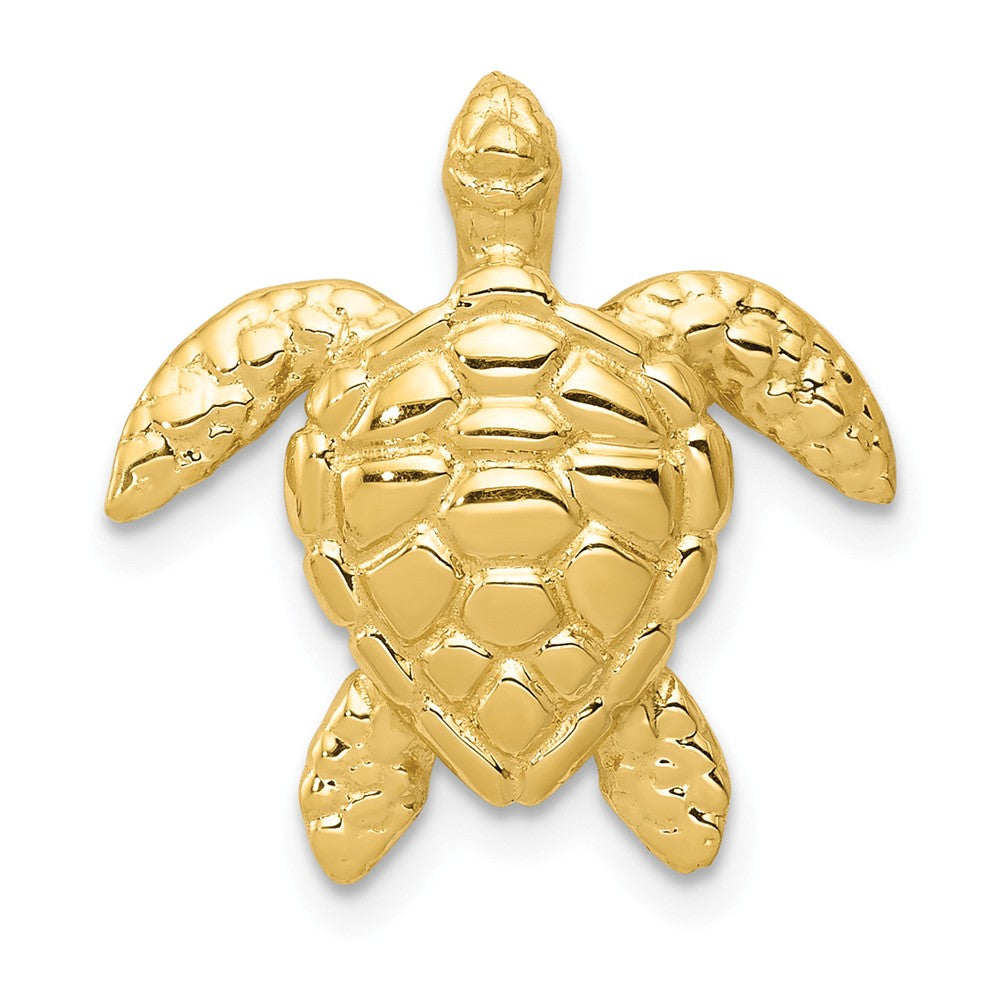 14k Yellow Gold Medium Sea Turtle Slide Pendant, 18mm (11/16 Inch), Item P26813-18 by The Black Bow Jewelry Co.