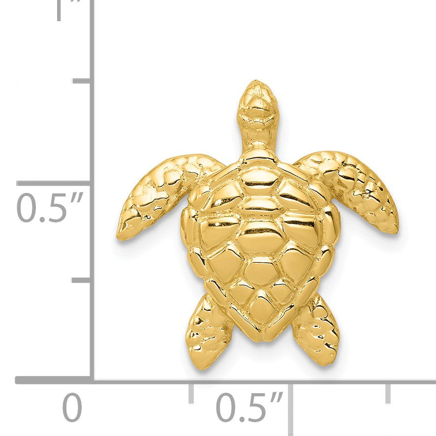 Alternate view of the 14k Yellow Gold Small 13mm or Medium 18mm Sea Turtle Slide Pendant by The Black Bow Jewelry Co.