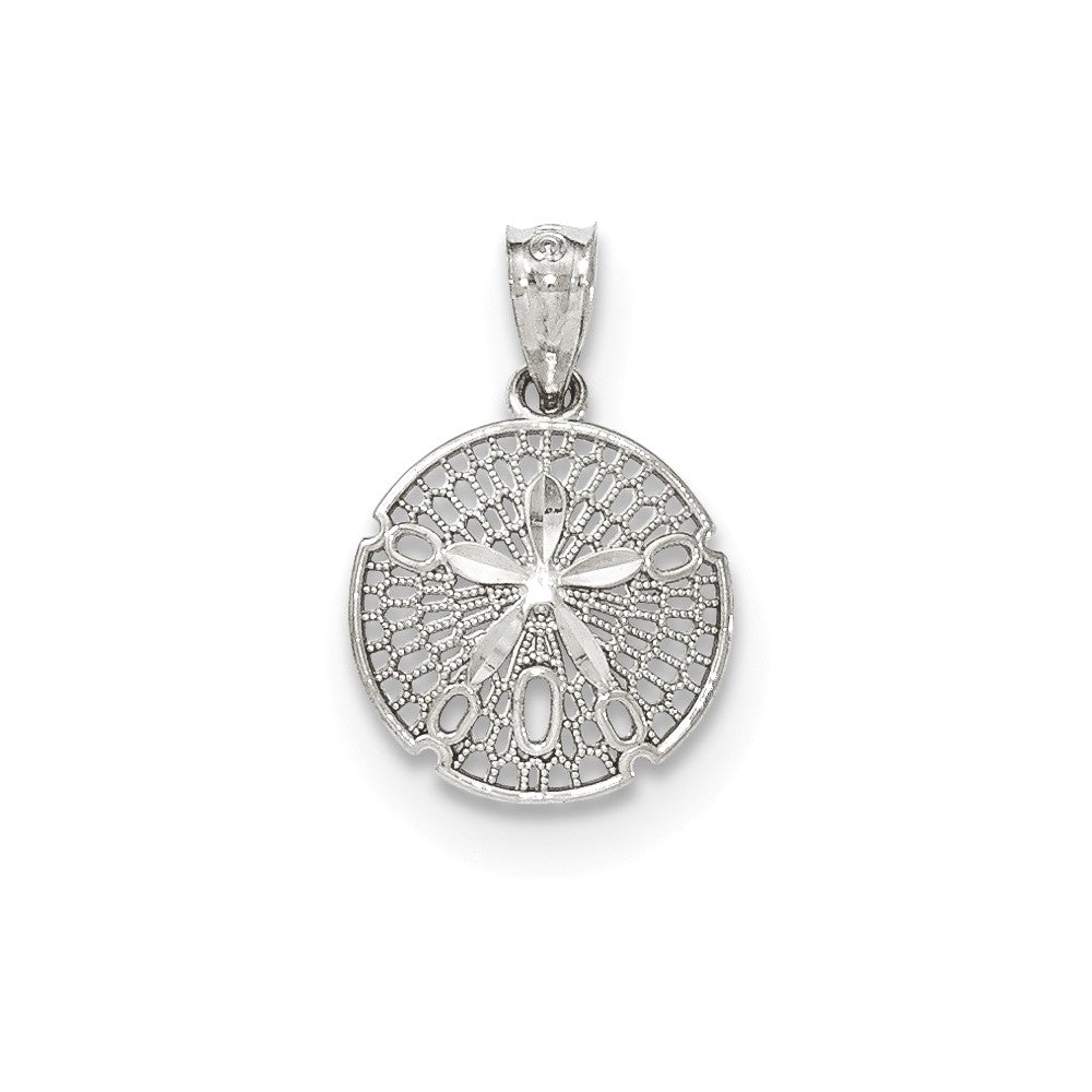 14k Yellow or White Gold Filigree Sand Dollar Pendant, 13mm (1/2 Inch), Item P26818 by The Black Bow Jewelry Co.