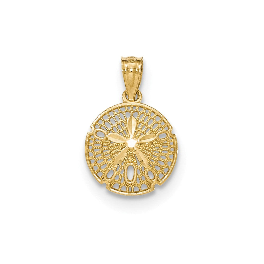 Alternate view of the 14k Yellow or White Gold Filigree Sand Dollar Pendant, 13mm (1/2 Inch) by The Black Bow Jewelry Co.