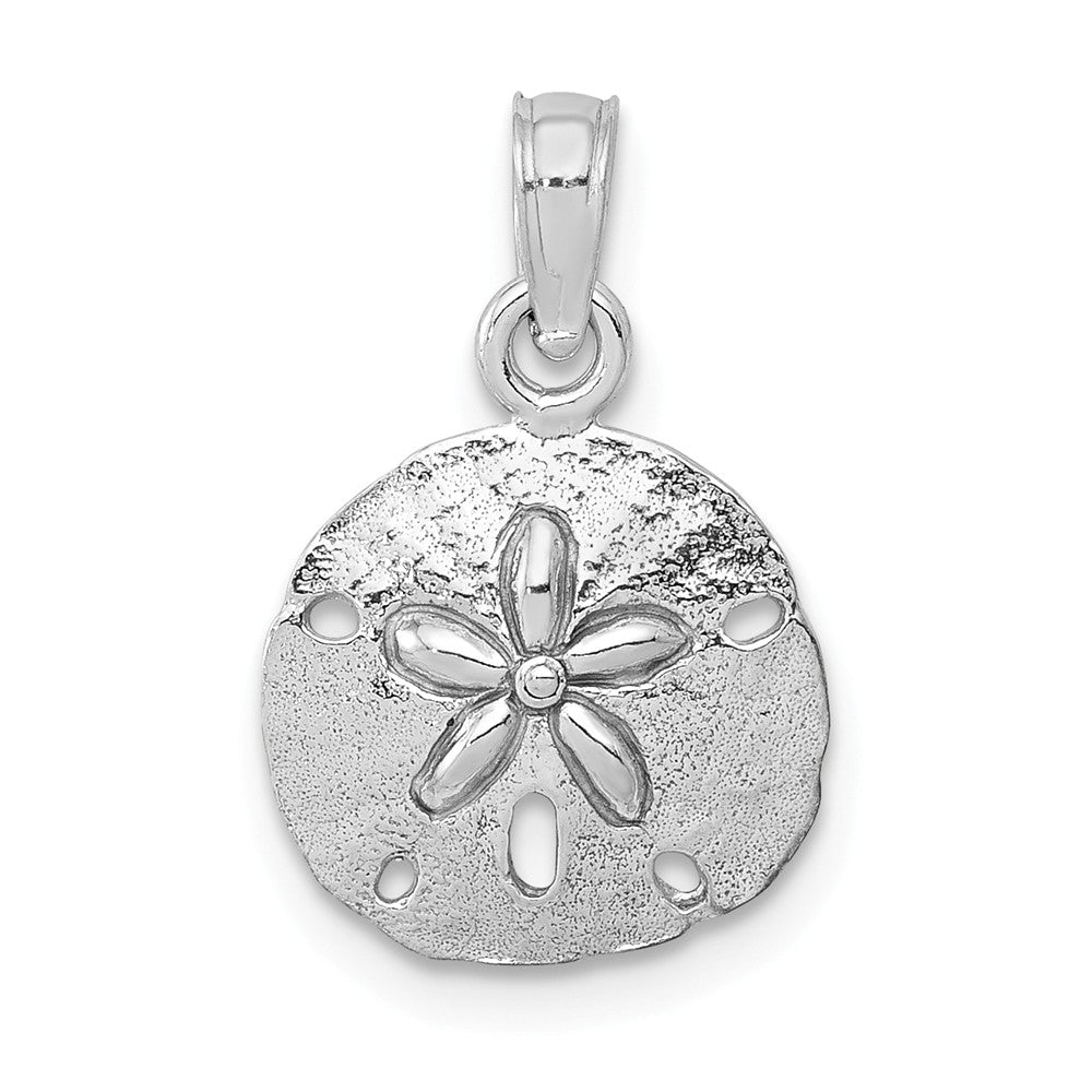 14k Yellow or White Gold Polished Sand Dollar Pendant, 13mm (1/2 Inch), Item P26819 by The Black Bow Jewelry Co.