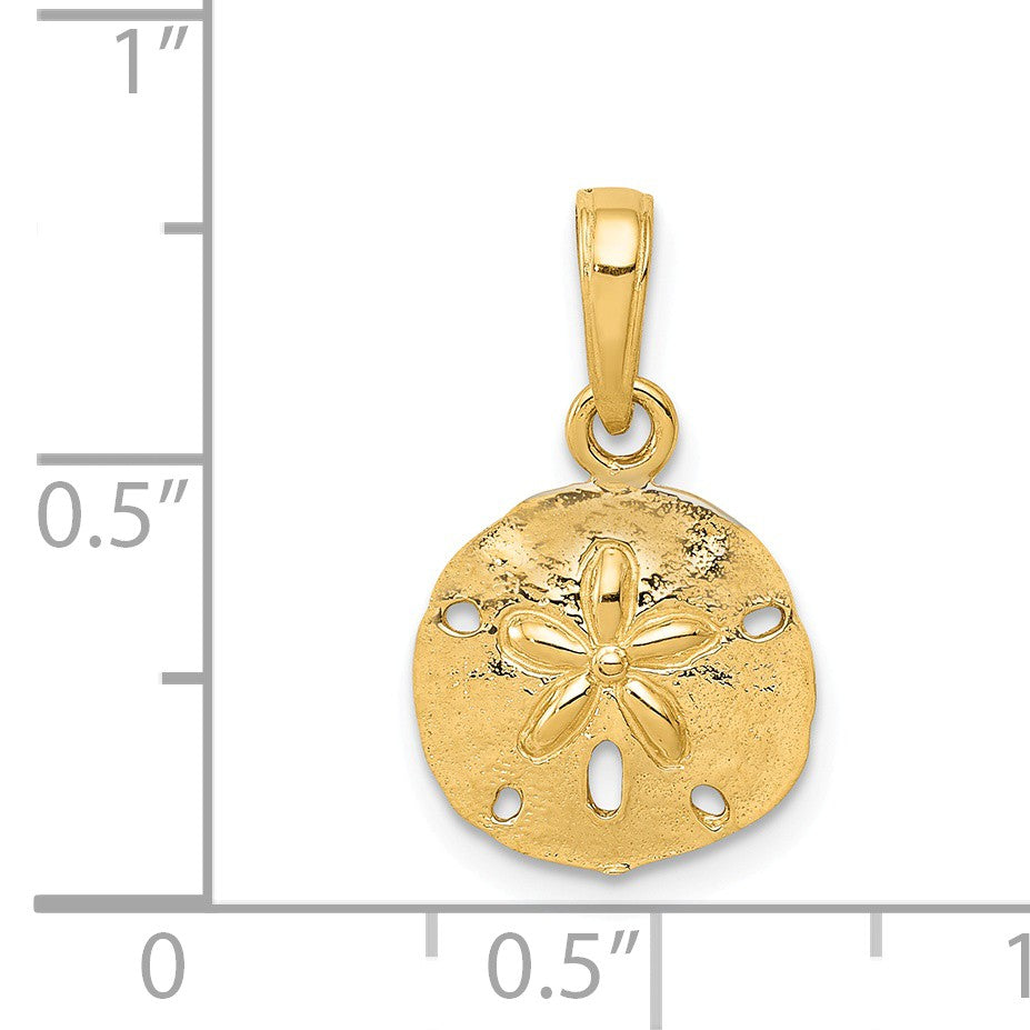 Alternate view of the 14k Yellow Gold Polished Sand Dollar Pendant, 13mm (1/2 Inch) by The Black Bow Jewelry Co.