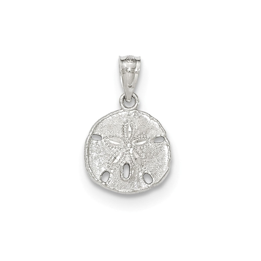 14k Yellow or White Gold Textured Sand Dollar Pendant, 12mm (7/16 In), Item P26820 by The Black Bow Jewelry Co.