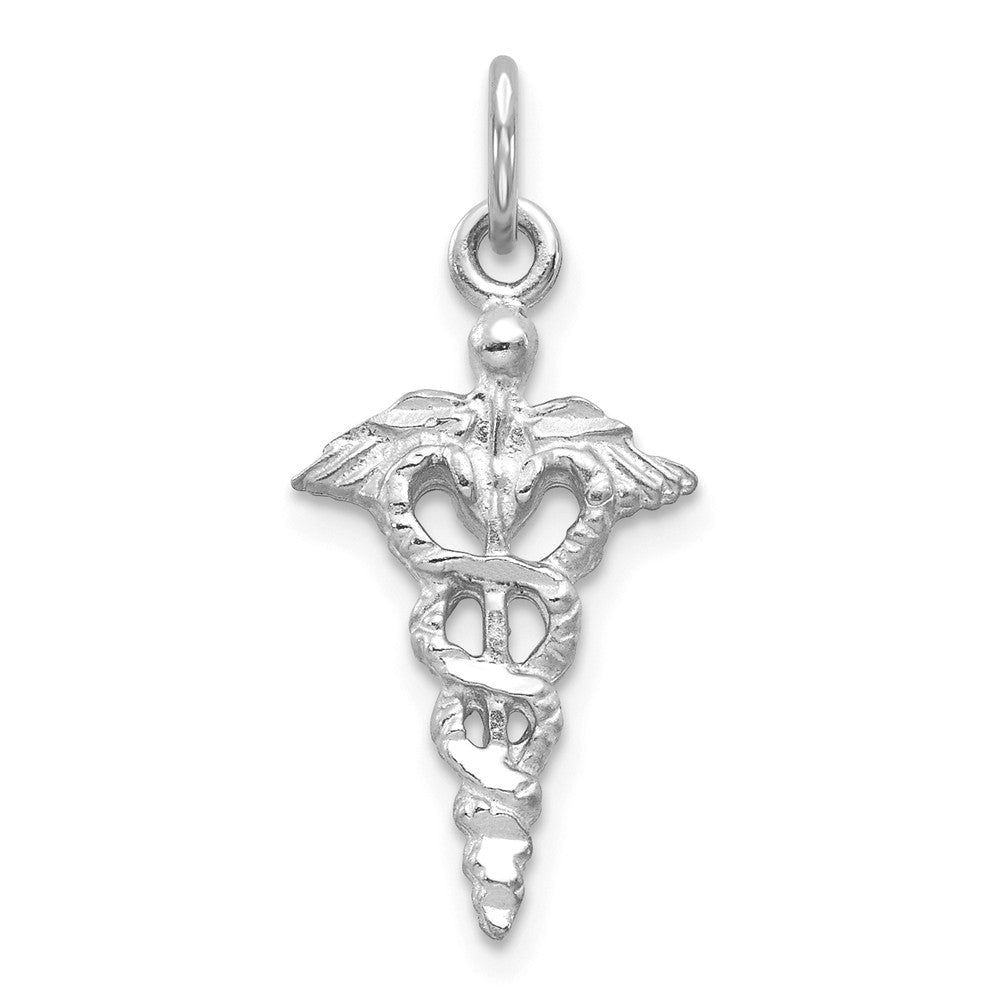 14k Yellow or White Gold 3D Caduceus Charm or Pendant, 11 x 26mm, Item P26825 by The Black Bow Jewelry Co.