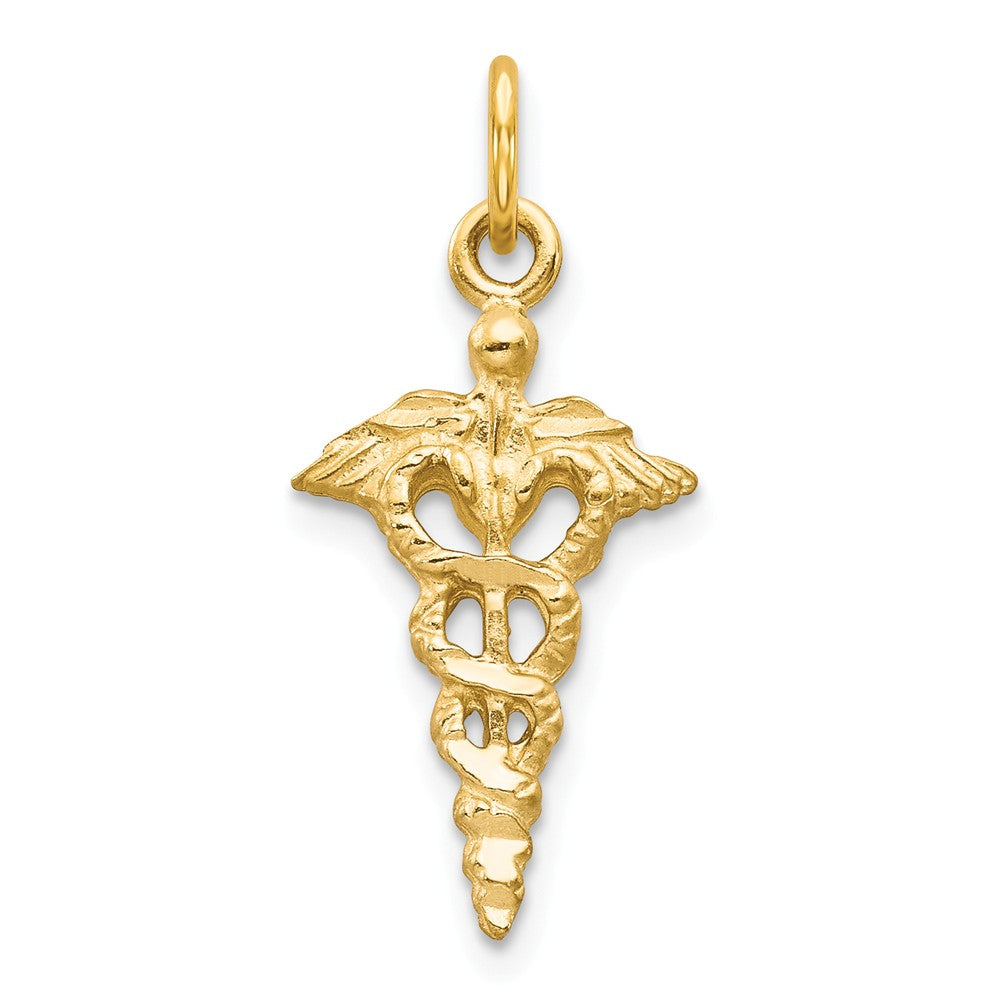 Alternate view of the 14k Yellow or White Gold 3D Caduceus Charm or Pendant, 11 x 26mm by The Black Bow Jewelry Co.