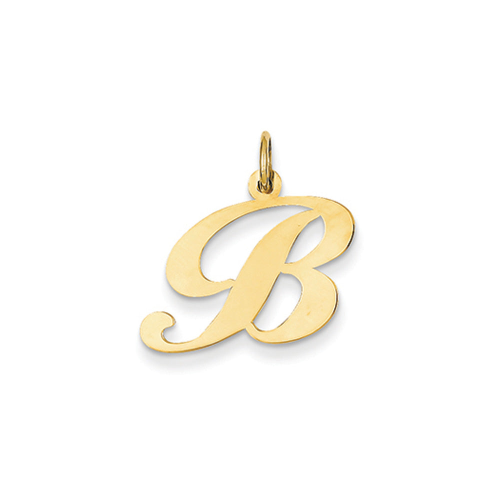 Script Letter Initial Charm or Pendant Polished Finish Script Cursive Style  Font Made in 10K and 14K Yellow or White Gold 