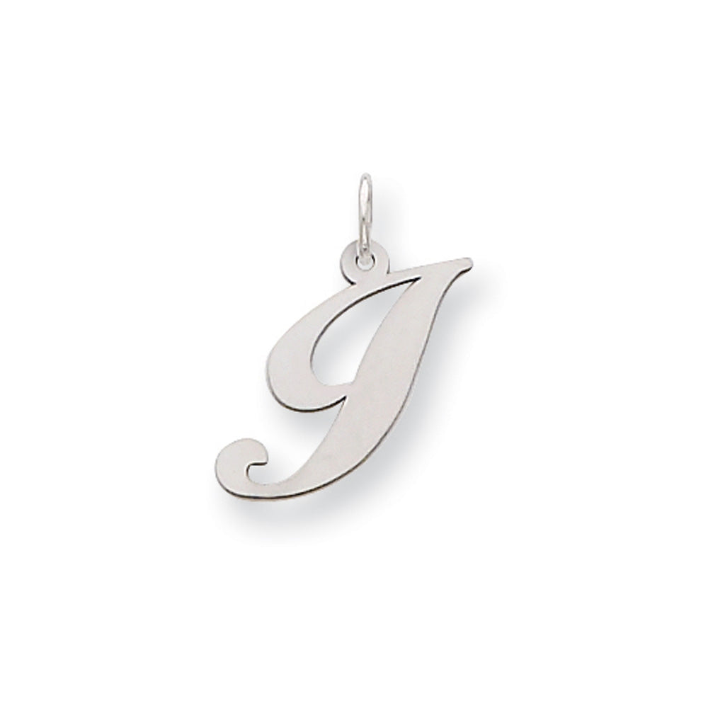 14k White Gold, Ella Collection, Small Fancy Script Initial I Pendant, Item P26830-I by The Black Bow Jewelry Co.