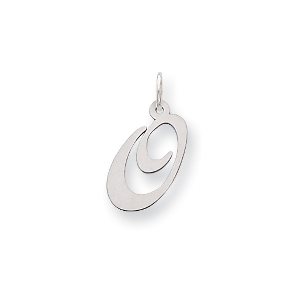 14k White Gold, Ella Collection, Small Fancy Script Initial O Pendant, Item P26830-O by The Black Bow Jewelry Co.