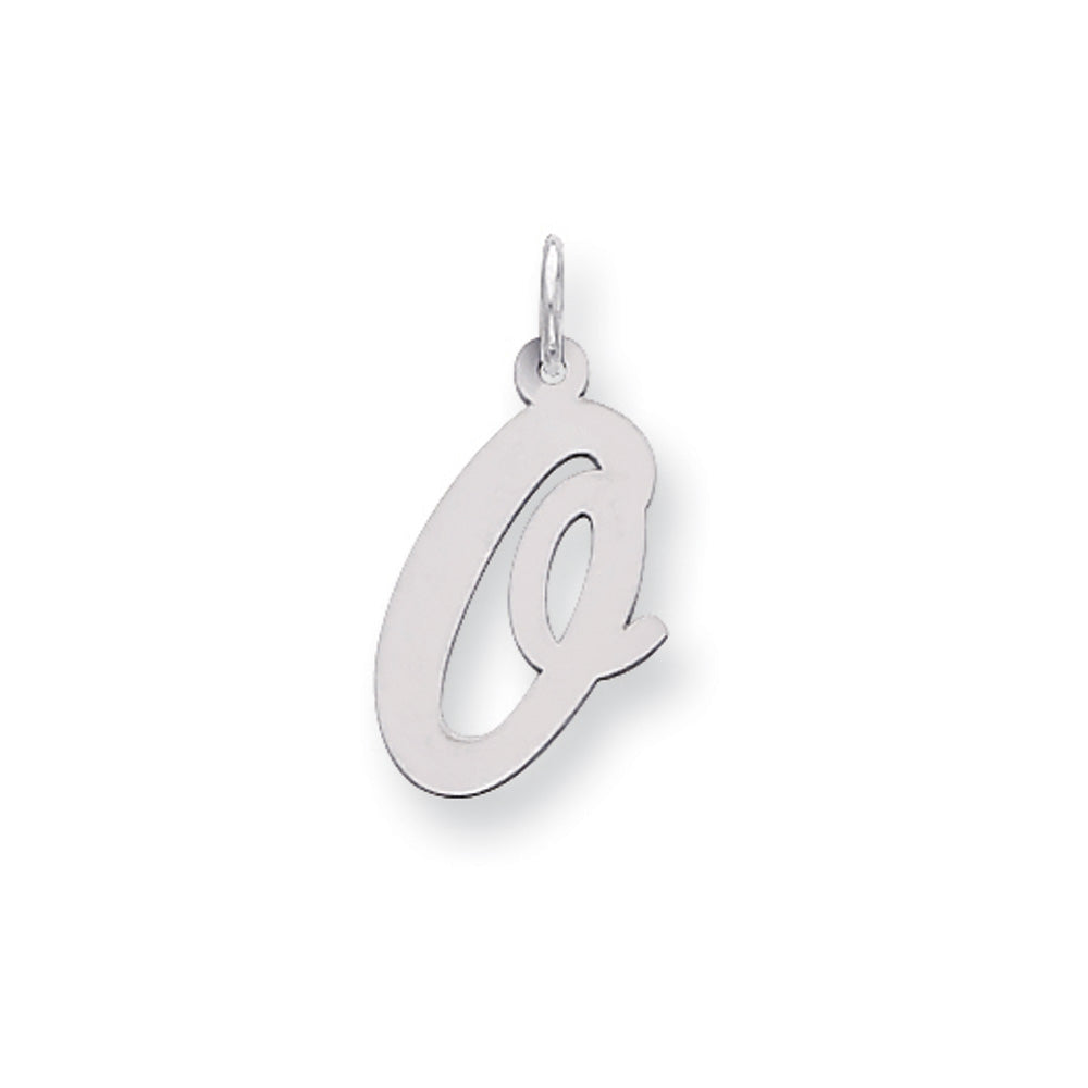 14k White Gold, Madison Collection, Medium Script Initial O Pendant, Item P26834-O by The Black Bow Jewelry Co.