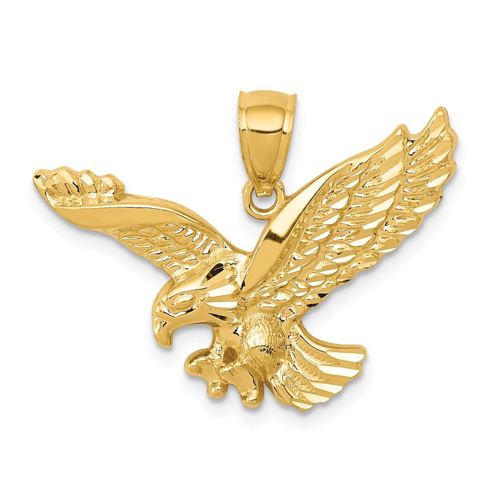 14k Yellow Gold Eagle Pendant, 28mm (1 1/8 Inch), Item P26840 by The Black Bow Jewelry Co.