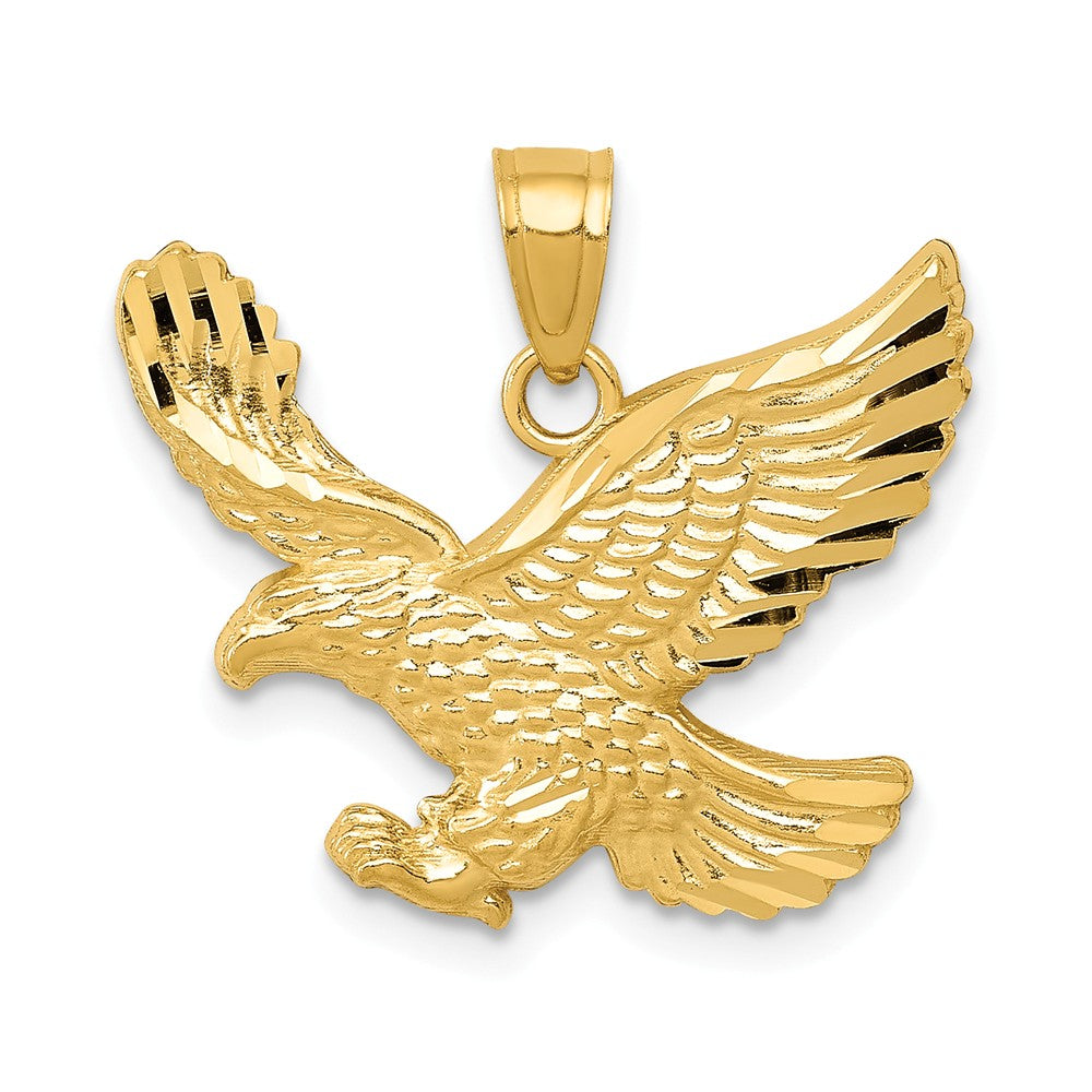 14k Yellow Gold Diamond Cut Eagle Pendant, 20mm (3/4 inch), Item P26842 by The Black Bow Jewelry Co.