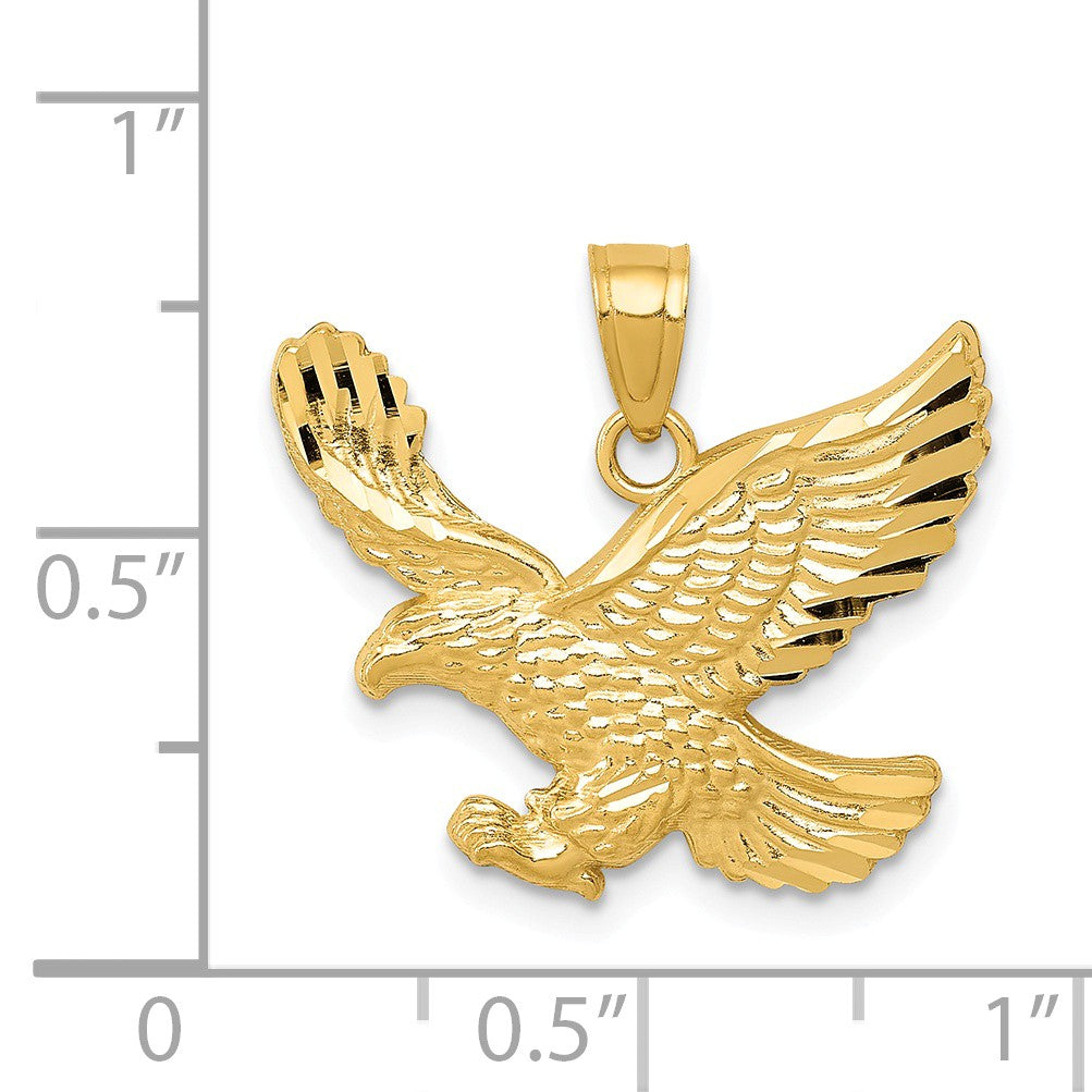 Alternate view of the 14k Yellow Gold Diamond Cut Eagle Pendant, 20mm (3/4 inch) by The Black Bow Jewelry Co.