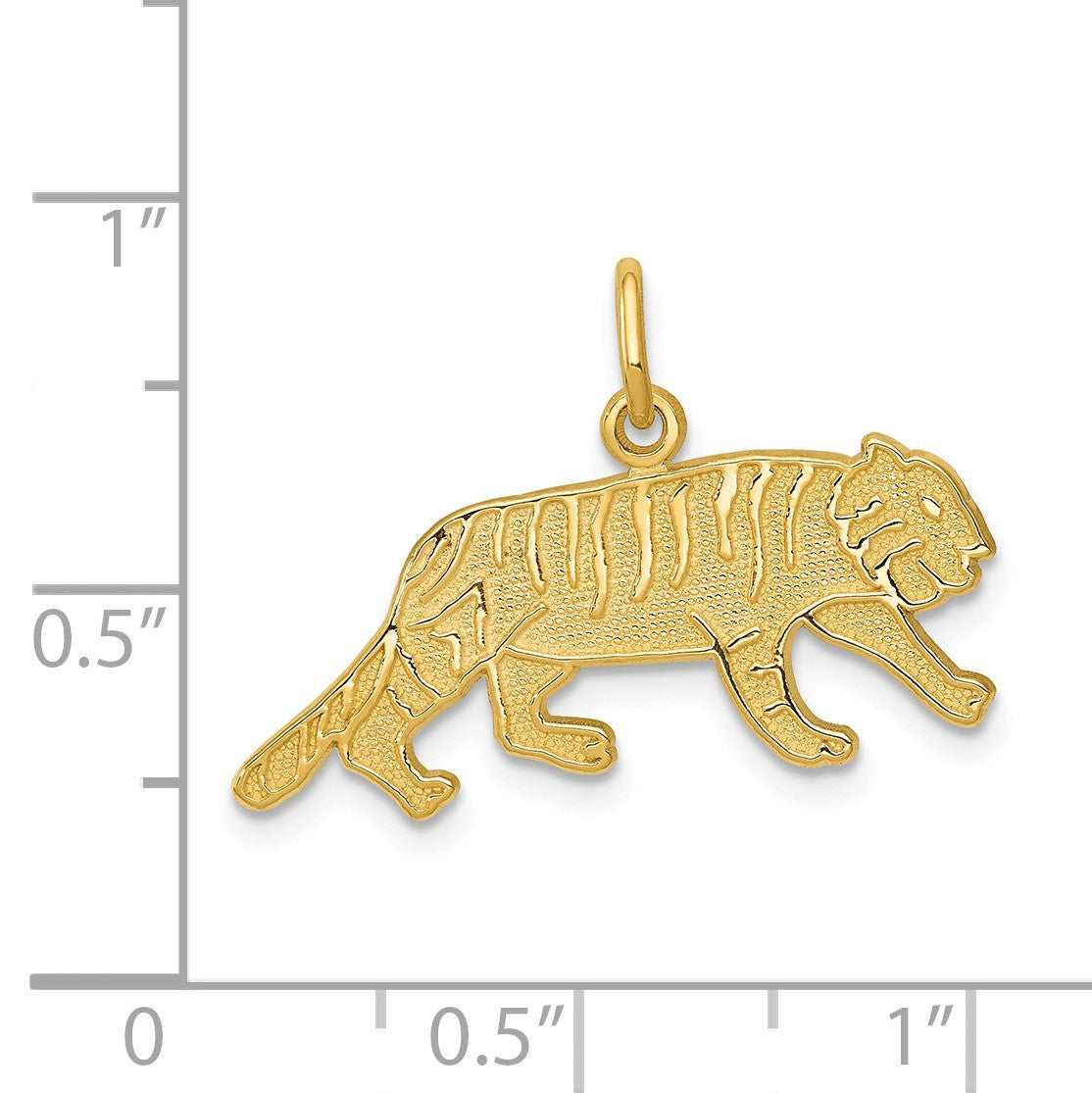 Alternate view of the 14k Yellow Gold Flat Textured Tiger Charm or Pendant, 25mm (1 Inch) by The Black Bow Jewelry Co.