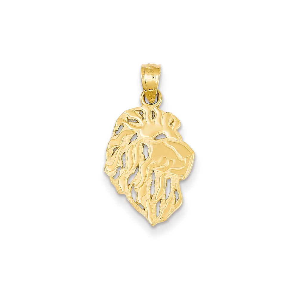 14k Yellow Gold Flat Lion Head Pendant, 13 x 25mm (1/2 x 1 Inch), Item P26849 by The Black Bow Jewelry Co.