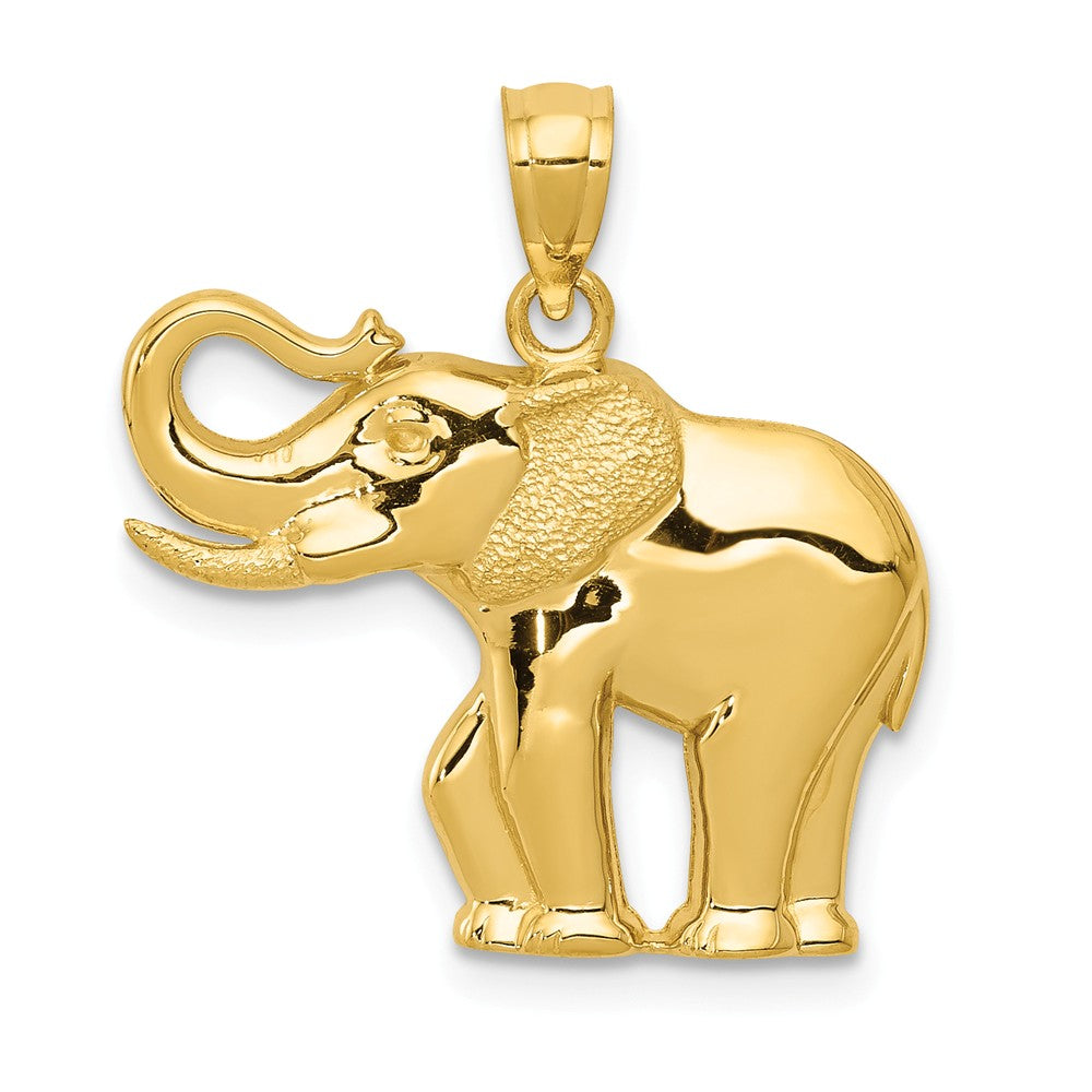 14k Yellow Gold 2D Elephant Pendant, 20mm (3/4 Inch), Item P26854 by The Black Bow Jewelry Co.
