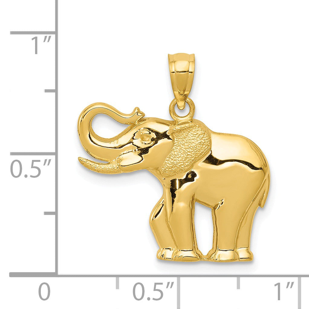 Alternate view of the 14k Yellow Gold 2D Elephant Pendant, 20mm (3/4 Inch) by The Black Bow Jewelry Co.